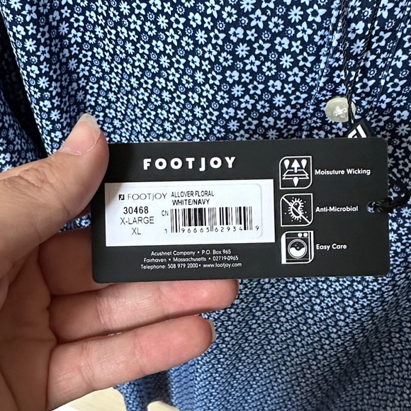 FootJoy Navy Patterned Polo Shirt - Picture 3 of 6